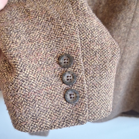 VTG Liz Claiborne Wool Mohair Blazer Brown Size 18 Dark Academia Oversized - Picture 4 of 7